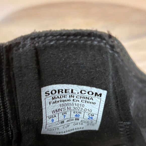 Sorel Women’s Joan of Arctic Wedge ll Chelsea Black Leather Boots Wedges Size 9 - Picture 7 of 8